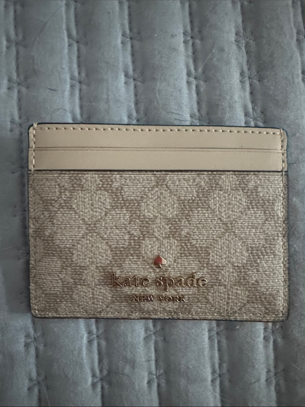 kate spade Beige and Cream Card Holder with Spade Logo